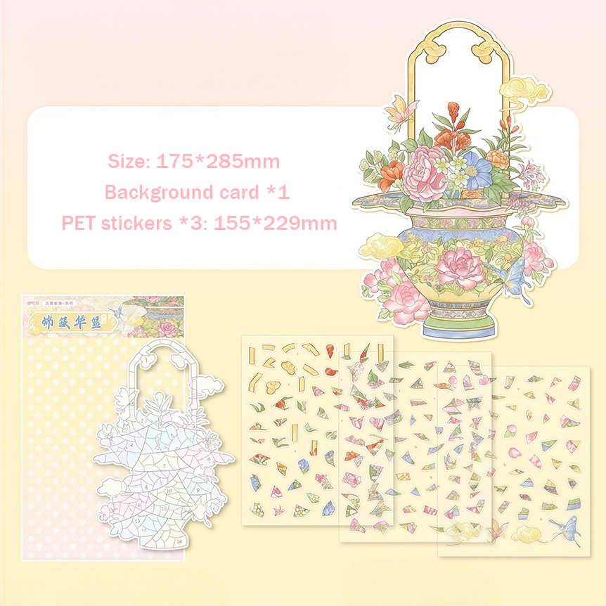 Blossom Basket DIY 3D Sticker Collection - Cute Miniature Scene