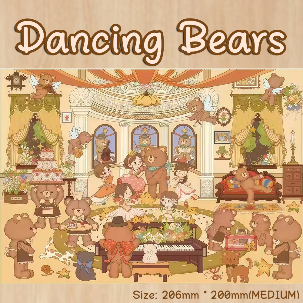 Dancing Bears DIY 3D Scene Stickers - Cute Miniature Scene