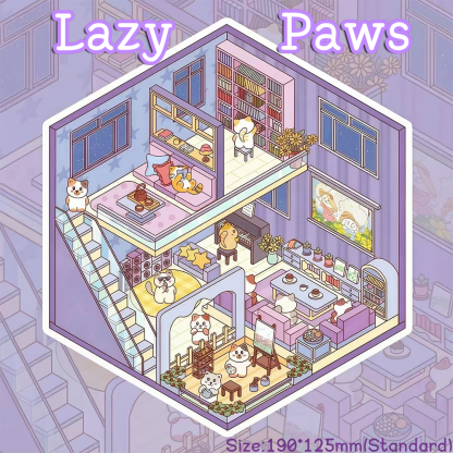 Purr & Home Series DIY 3D Sticker Collection - 4 Cute Miniature Scenes