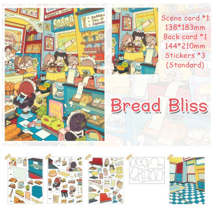 Living Frames DIY 3D Sticker Collection - 4 Cute Miniature Scenes