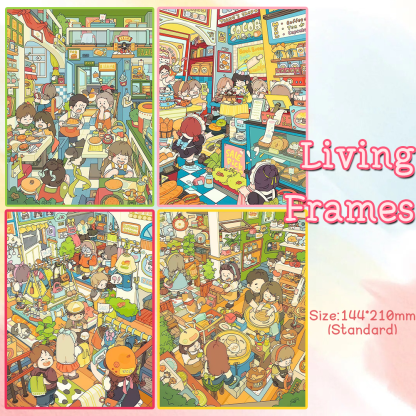Living Frames DIY 3D Sticker Collection - 4 Cute Miniature Scenes