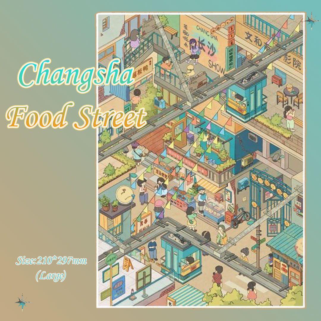Changsha Food Street DIY 3D Scene Stickers - Cute Miniature Scene