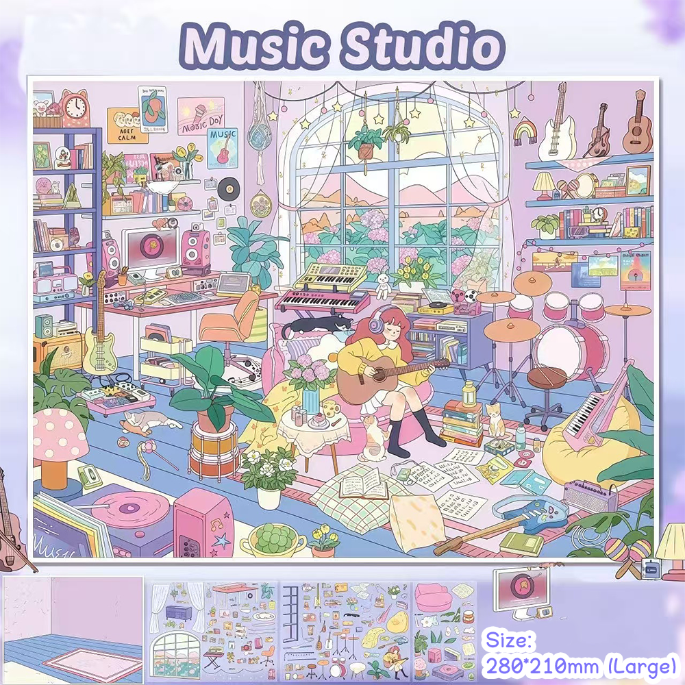 Colorful Life DIY 3D Sticker Collection - 2 Cute Miniature Scenes