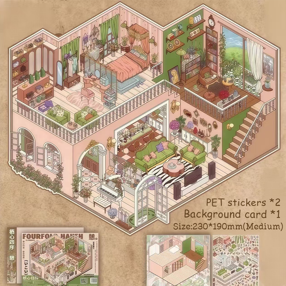 FourFold Haven DIY 3D Sticker Collection - 4 Cute Miniature Scenes