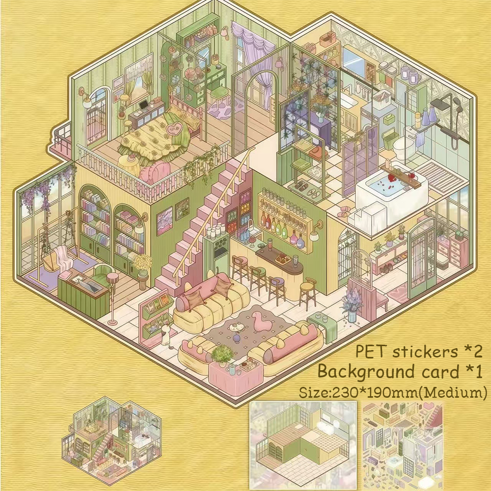 FourFold Haven DIY 3D Sticker Collection - 4 Cute Miniature Scenes