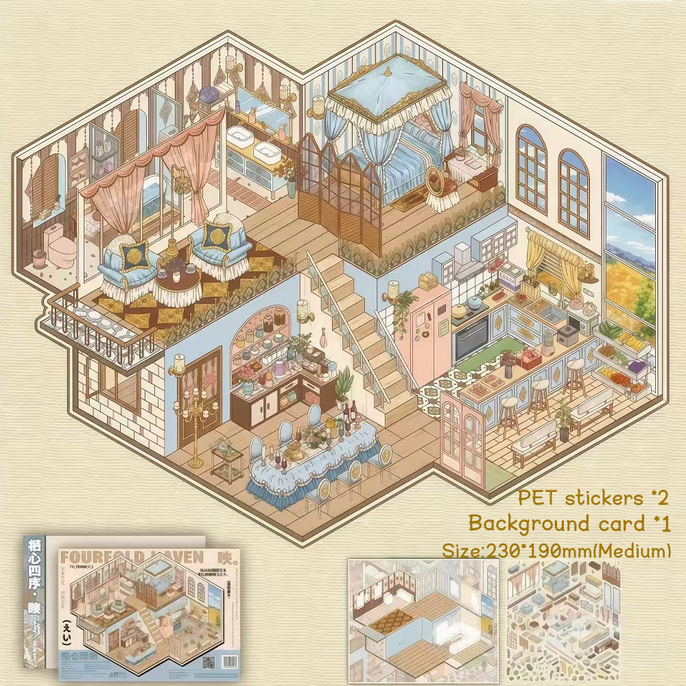 FourFold Haven DIY 3D Sticker Collection - 4 Cute Miniature Scenes