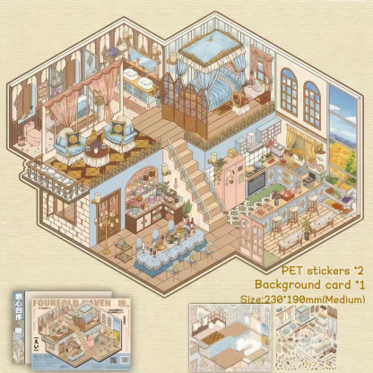 FourFold Haven DIY 3D Sticker Collection - 4 Cute Miniature Scenes