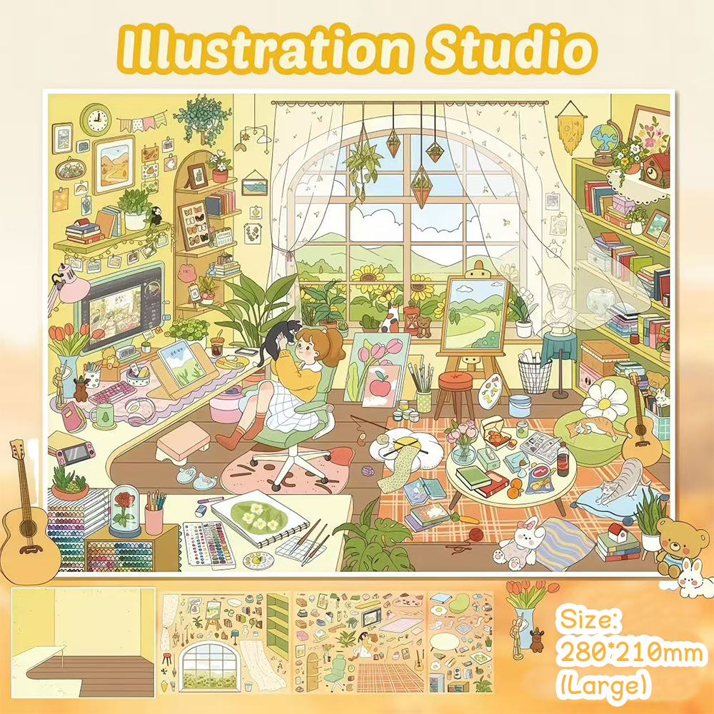 Colorful Life DIY 3D Sticker Collection - 2 Cute Miniature Scenes