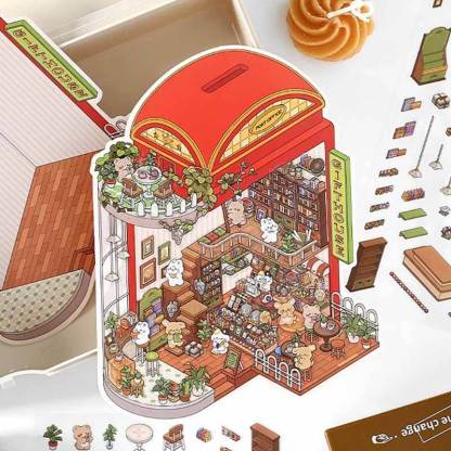 Fantasy Gift Shop DIY 3D Scene Stickers 4 Cute Miniature Scenes