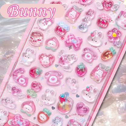 Pop & Glossy DIY 3D Crystal Puffy Stickers - 3 Cute Sets