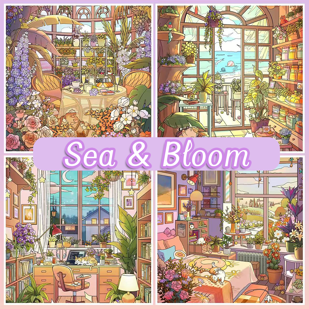Sea&Bloom DIY 3D Sticker Collection - 4 Cute Miniature Scenes