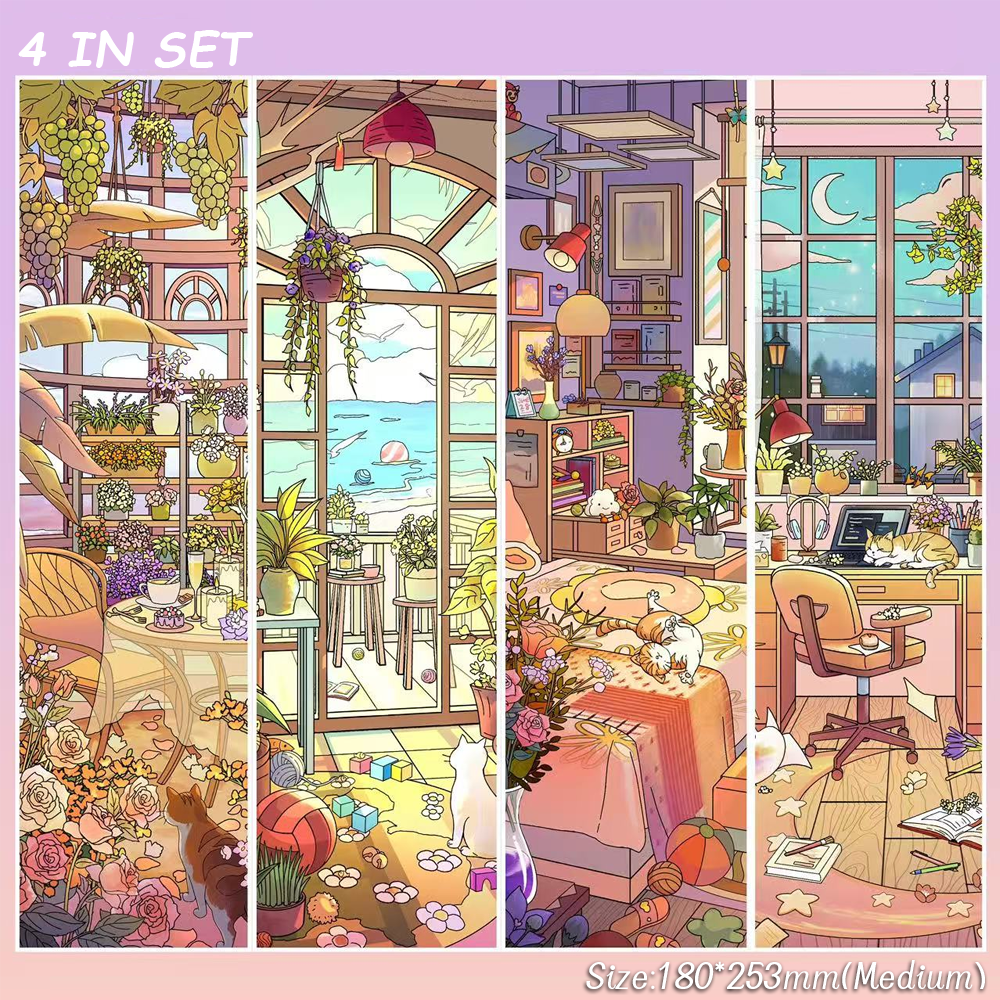 Sea&Bloom DIY 3D Sticker Collection - 4 Cute Miniature Scenes