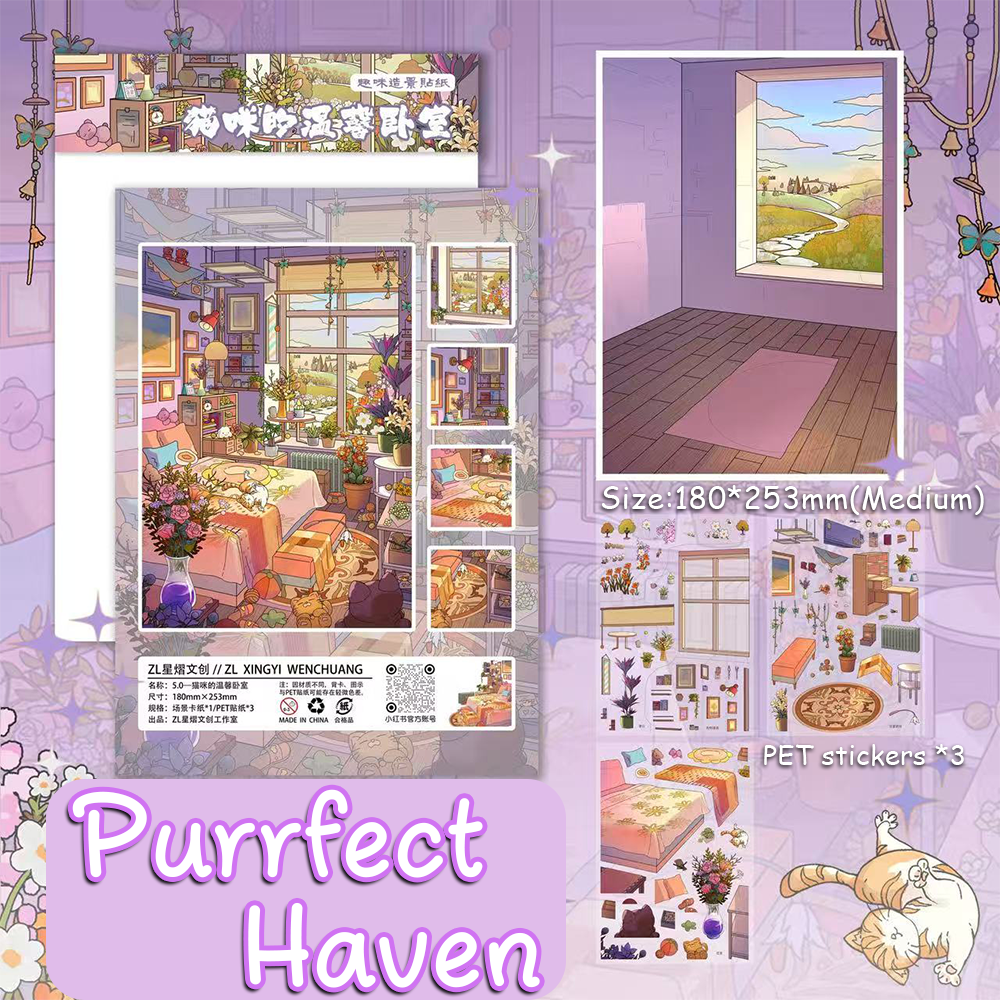 Sea&Bloom DIY 3D Sticker Collection - 4 Cute Miniature Scenes