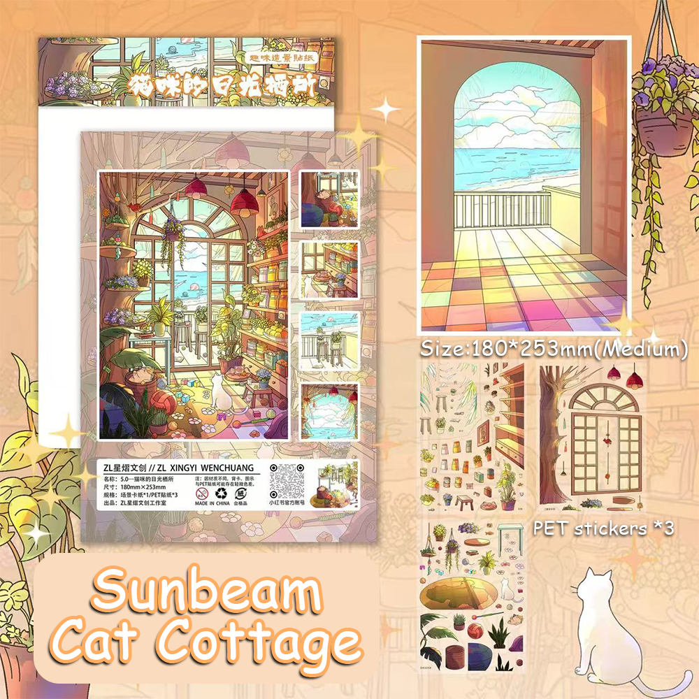 Sea&Bloom DIY 3D Sticker Collection - 4 Cute Miniature Scenes