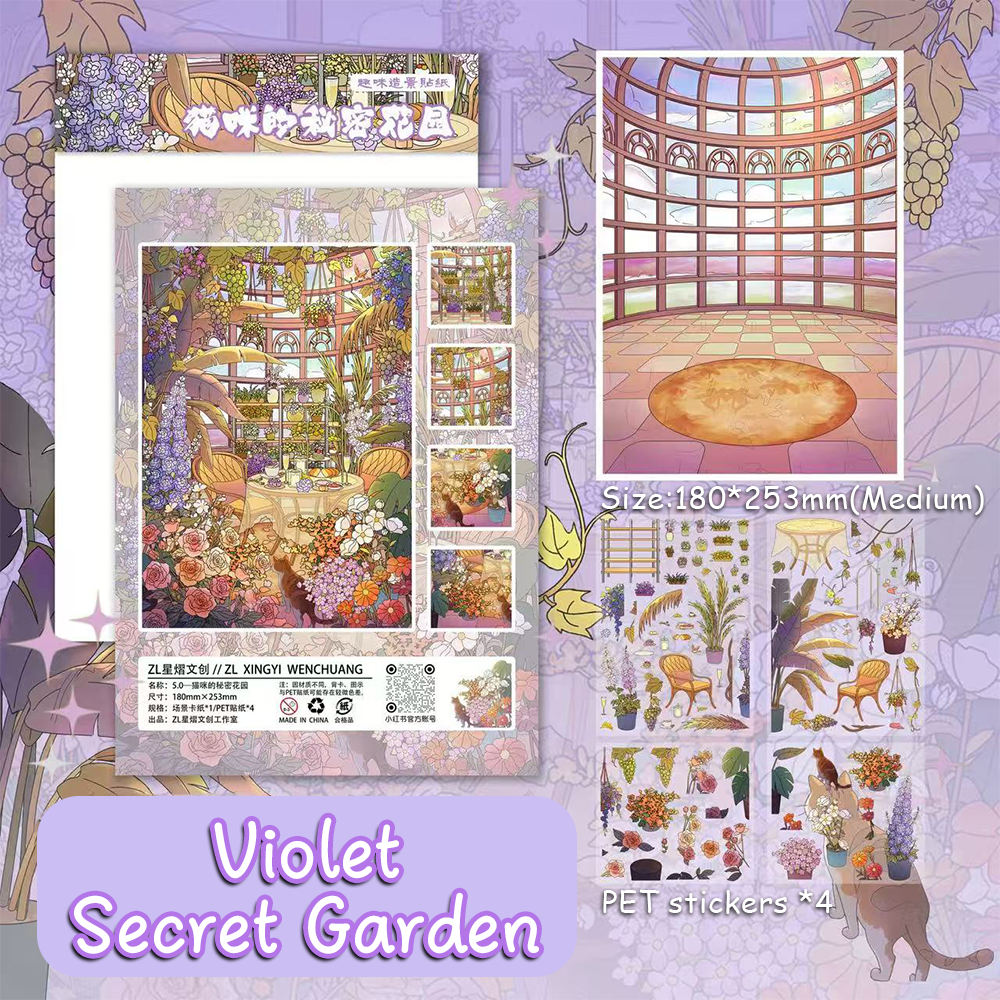 Sea&Bloom DIY 3D Sticker Collection - 4 Cute Miniature Scenes