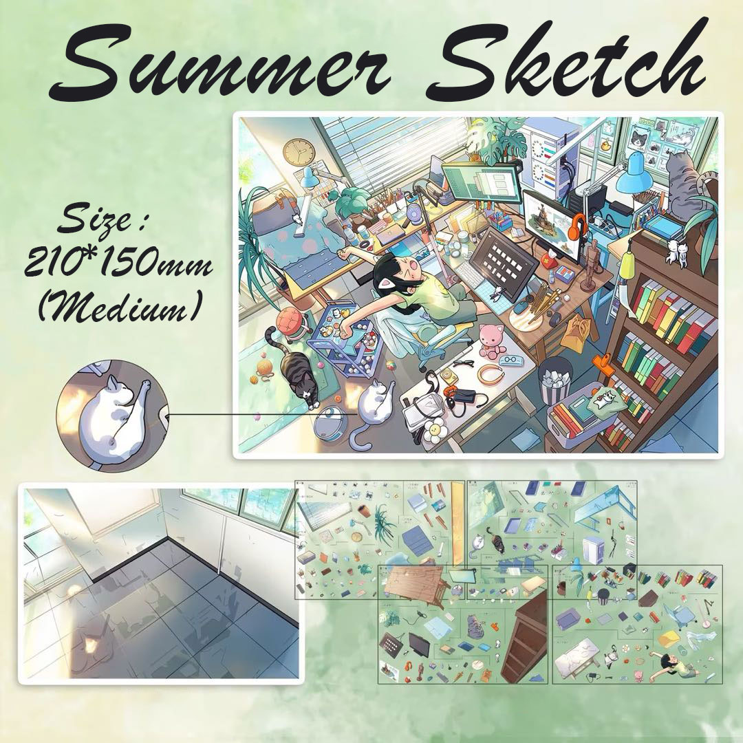 Summer Sketch DIY 3D Scene Stickers - Cute Miniature Scene