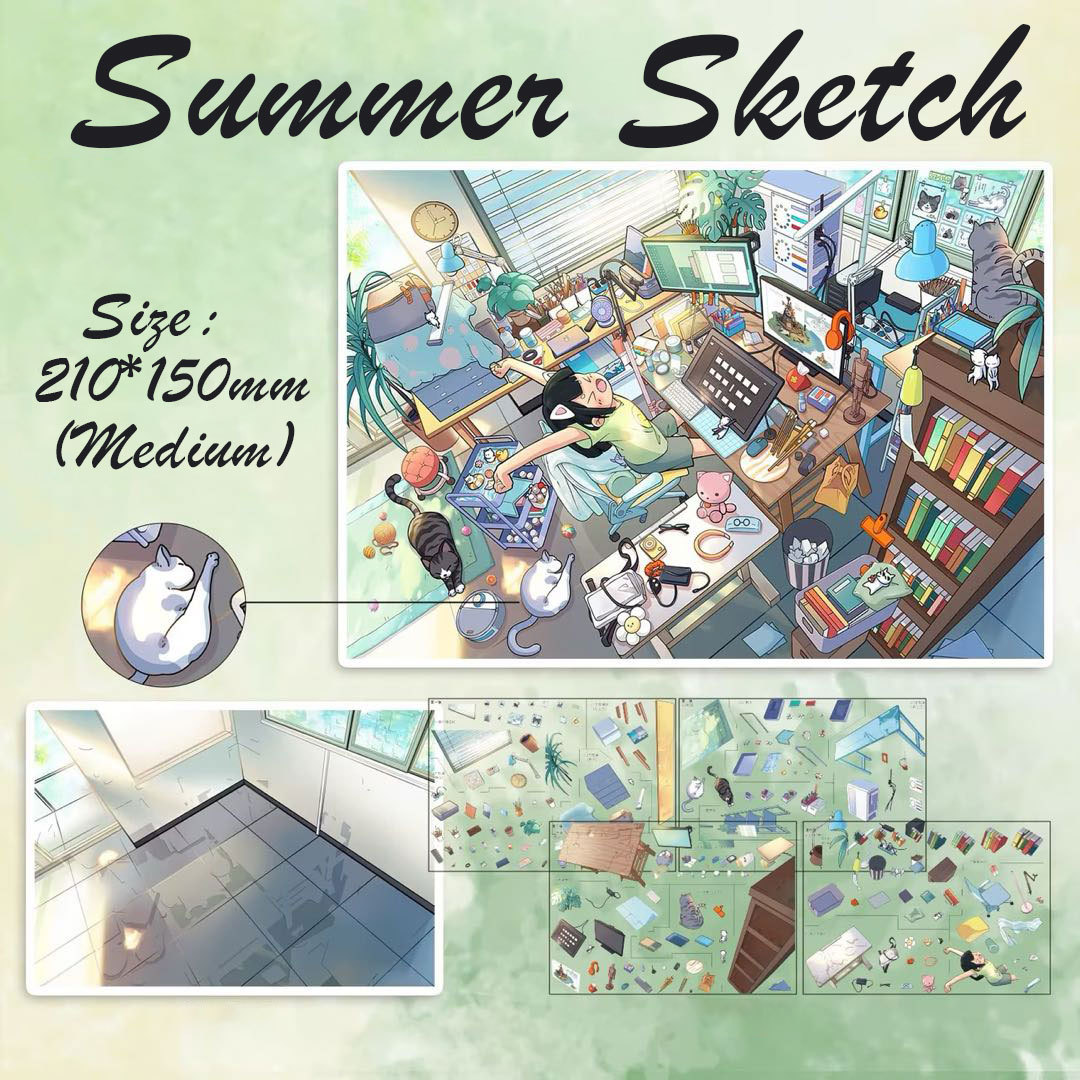Summer Sketch DIY 3D Scene Stickers - Cute Miniature Scene