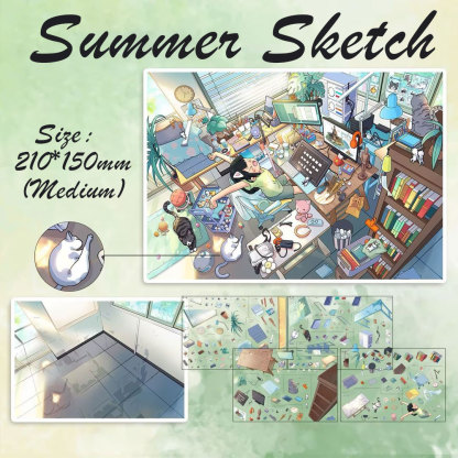Summer Sketch DIY 3D Scene Stickers - Cute Miniature Scene