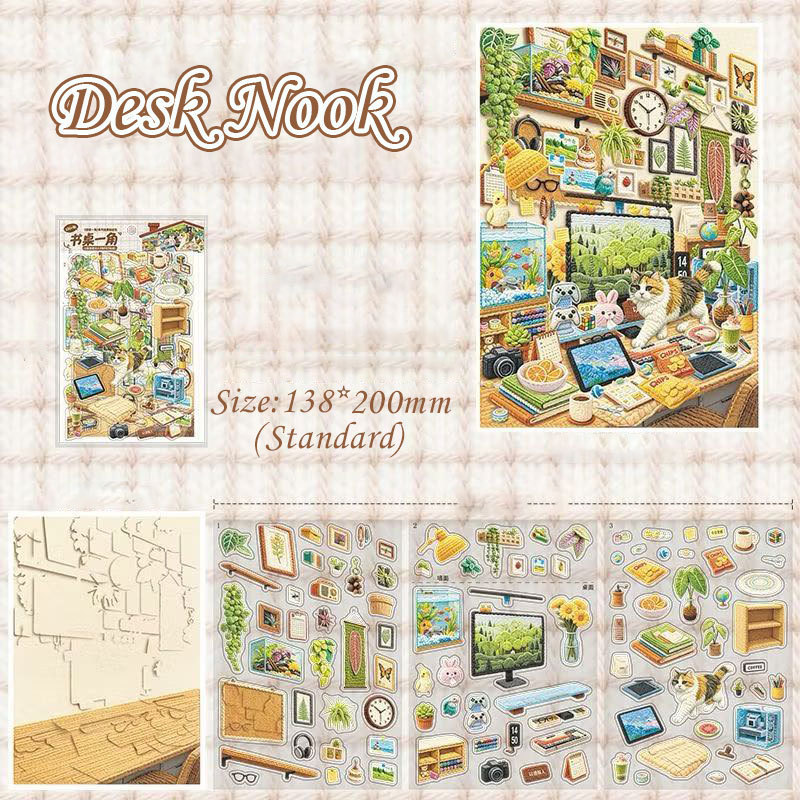 Indoor Retreat DIY 3D Scene Stickers Collection - 2 Cute Miniature Scenes
