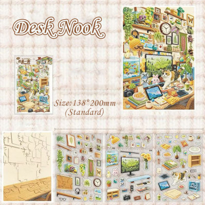 Indoor Retreat DIY 3D Scene Stickers Collection - 2 Cute Miniature Scenes