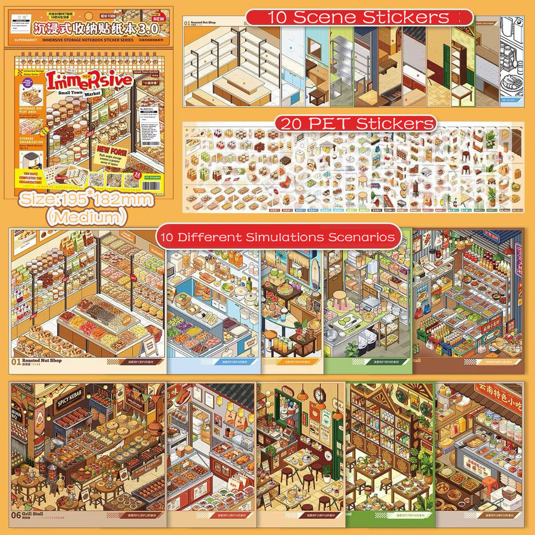Booth Haven Books DIY 3D Scene Stickers Collection - 2 Cute Miniature Scenes (with guidelines)