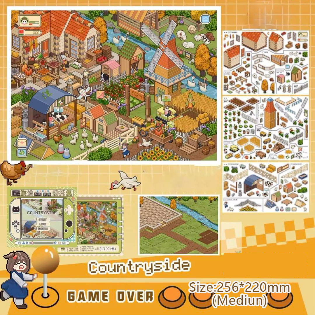 Valley Towns DIY 3D Scene Stickers Collection - 3 Cute Miniature Scenes