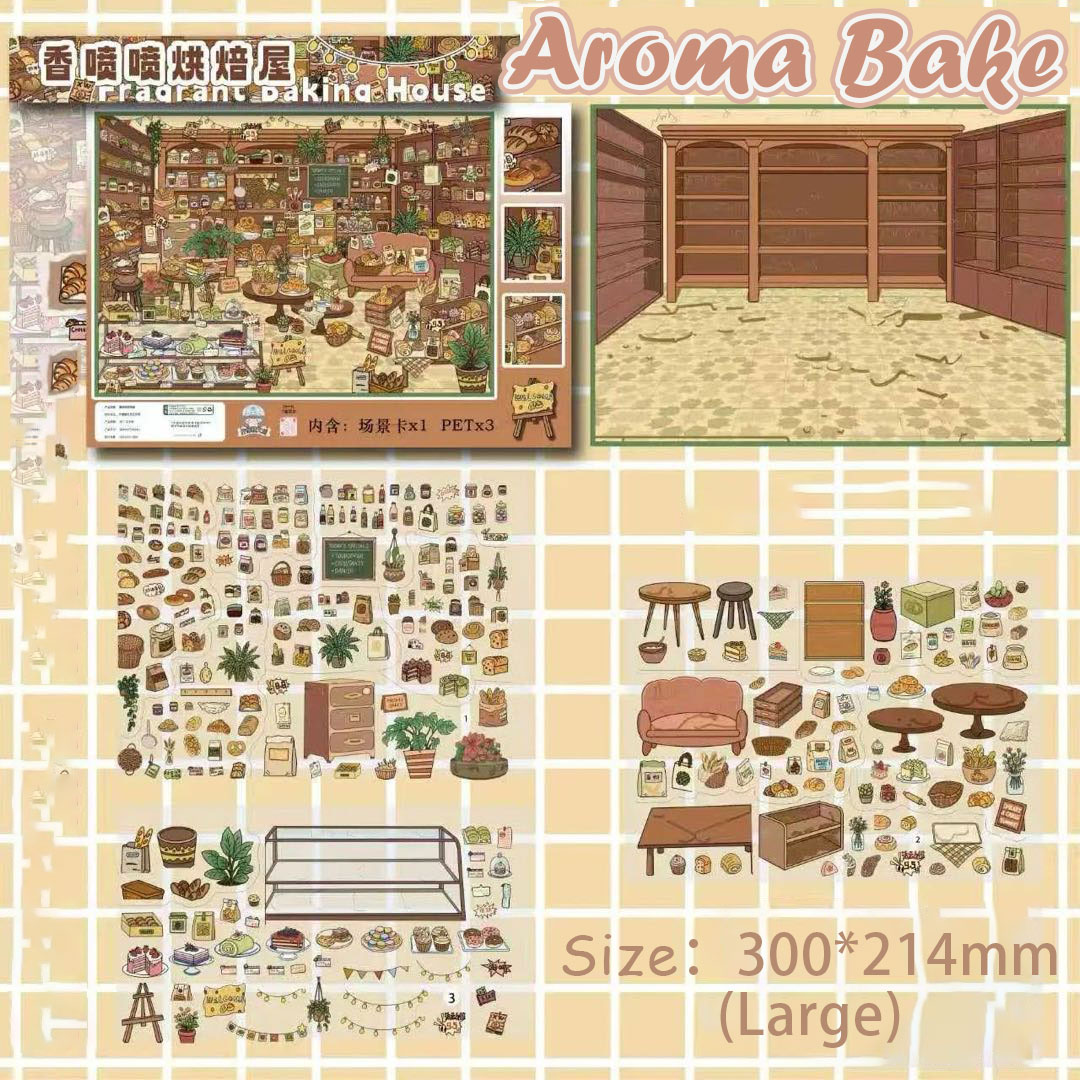 Lemon Town DIY 3D Scene Stickers Collection - 5 Cute Miniature Scenes