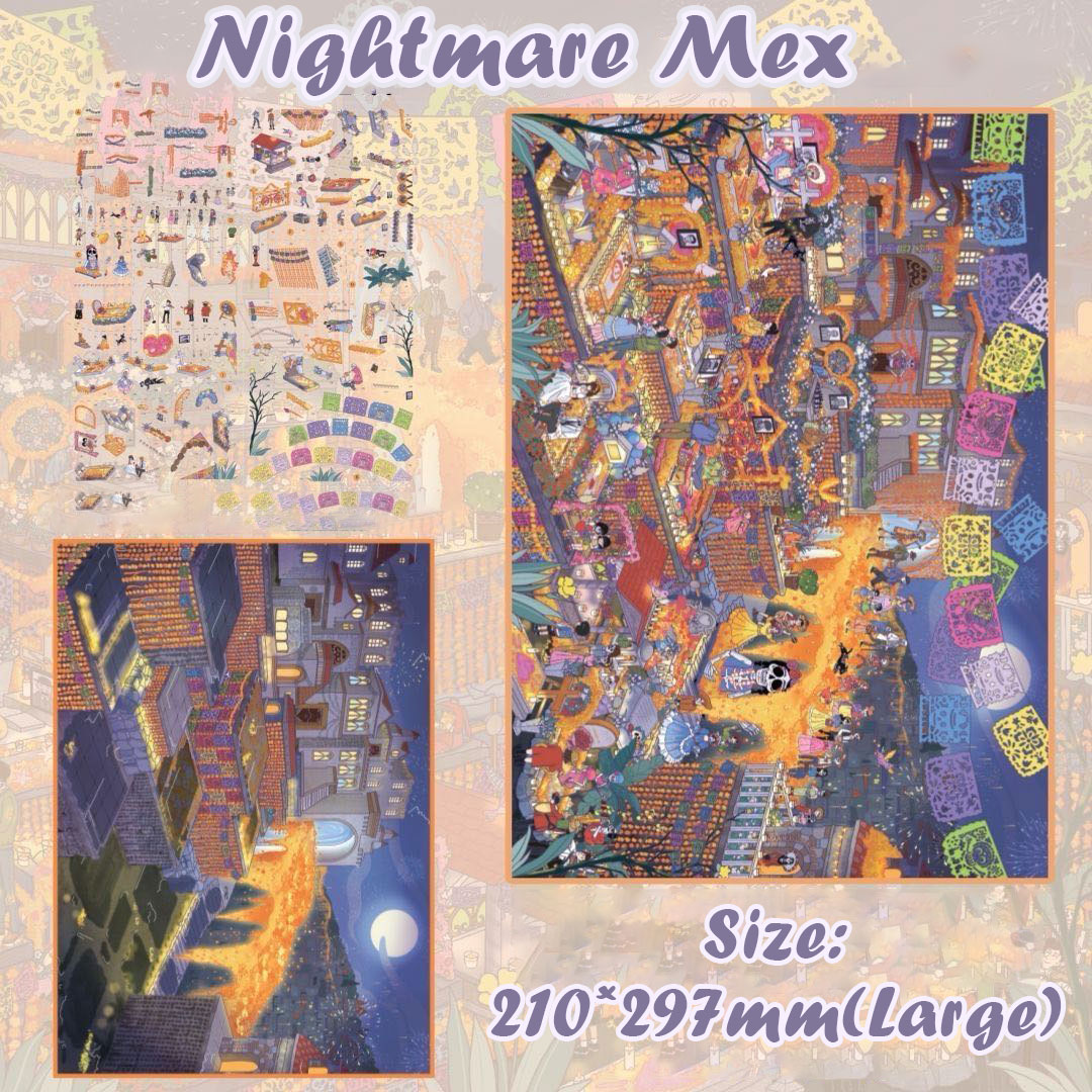 Nightmare Borough DIY 3D Scene Stickers Collection - 2 Cute Miniature Scenes