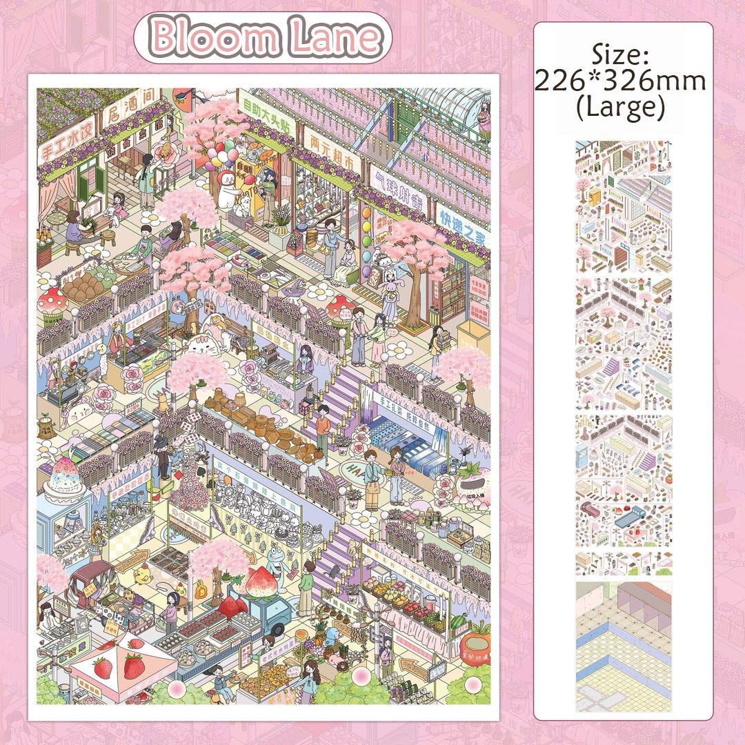 Street Whimsy DIY 3D Scene Stickers Collection - 3 Cute Miniature Scenes