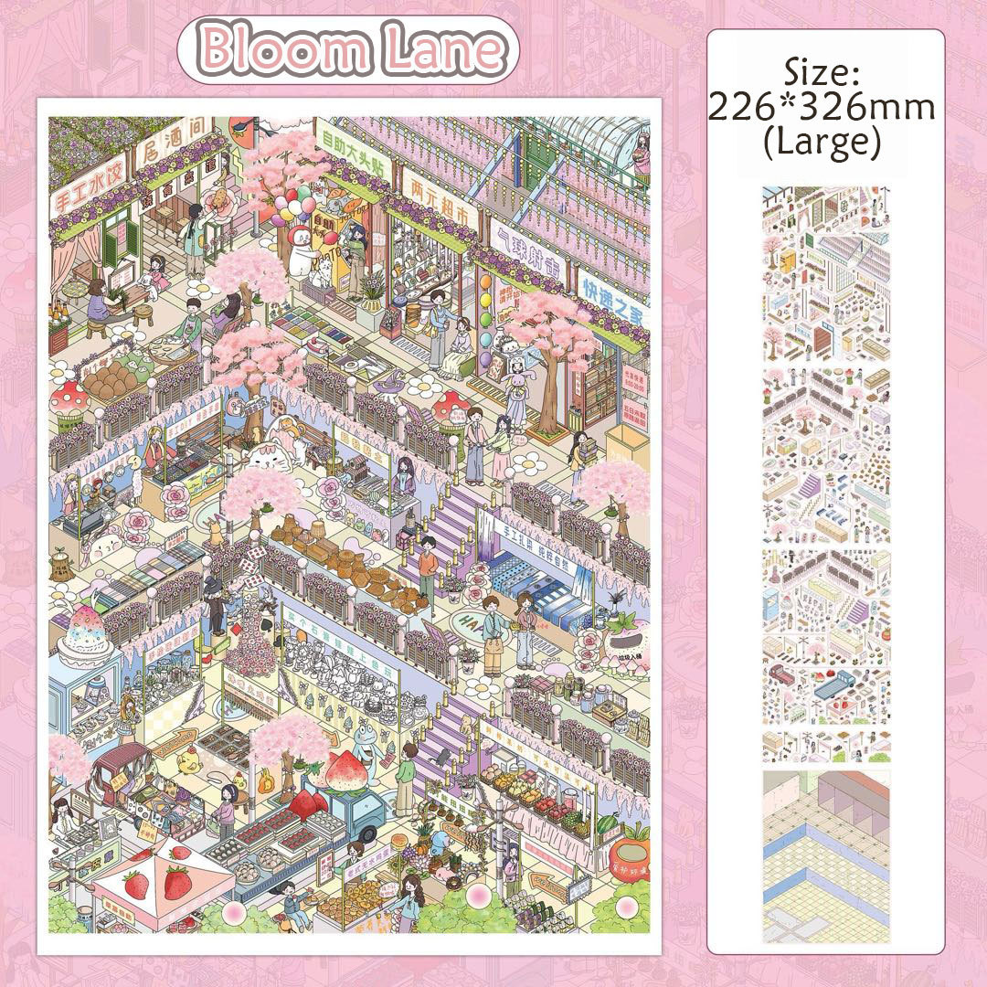 Street Whimsy DIY 3D Scene Stickers Collection - 3 Cute Miniature Scenes