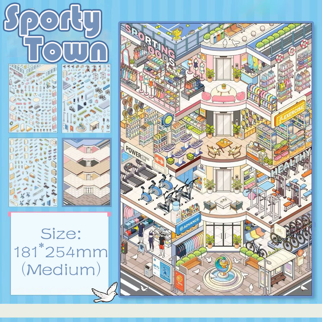 Sports & Food DIY 3D Scene Stickers Collection - 2 Cute Miniature Scenes