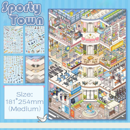 Sports & Food DIY 3D Scene Stickers Collection - 2 Cute Miniature Scenes