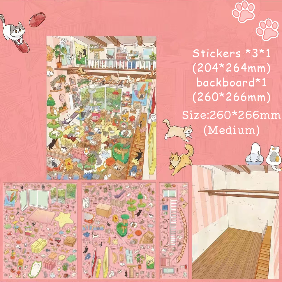 Kitty Commons DIY 3D Sticker Collection - Cute Miniature Scene