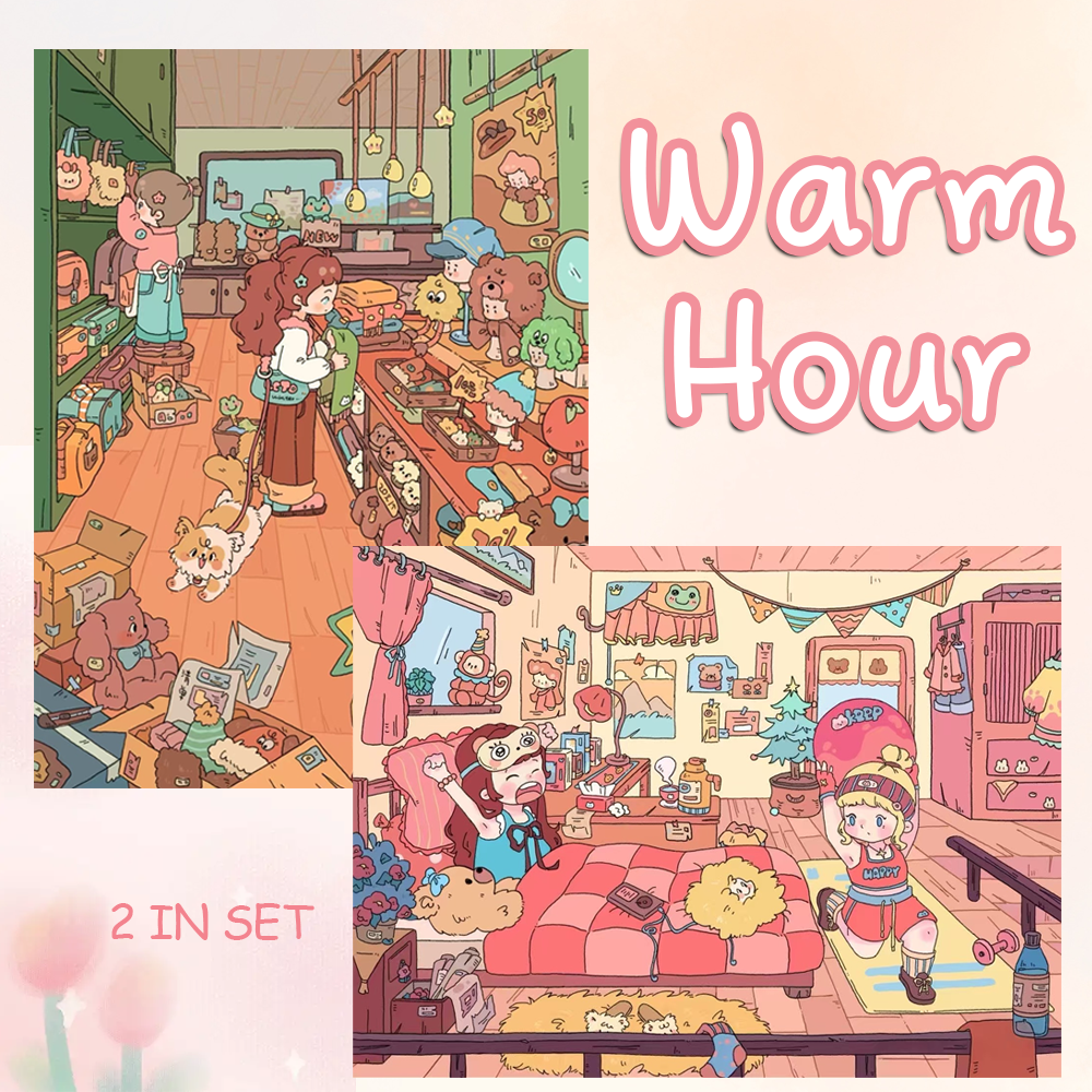 Warm Hour DIY 3D Sticker Collection - 2 Cute Miniature Scenes