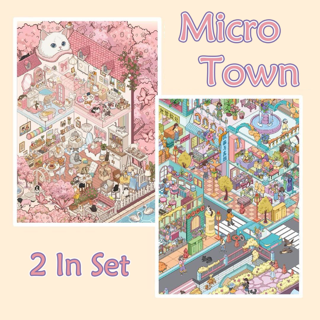 Micro Town DIY 3D Sticker Collection -2 Cute Miniature Scenes