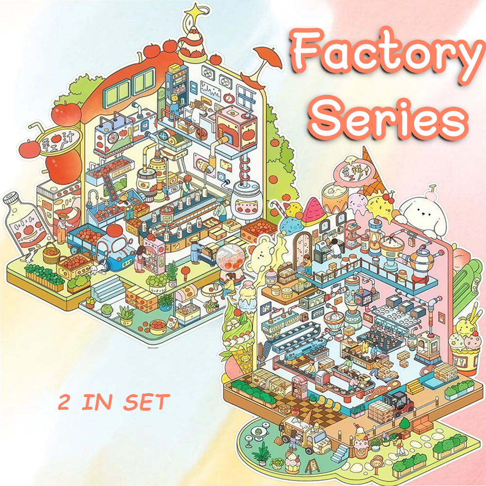 Factory Series DIY 3D Sticker Collection - 2 Cute Miniature Scenes