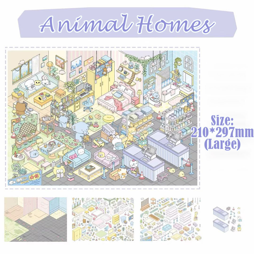 Campus&Home DIY 3D Scene Stickers Collection - 2 Cute Miniature Scenes