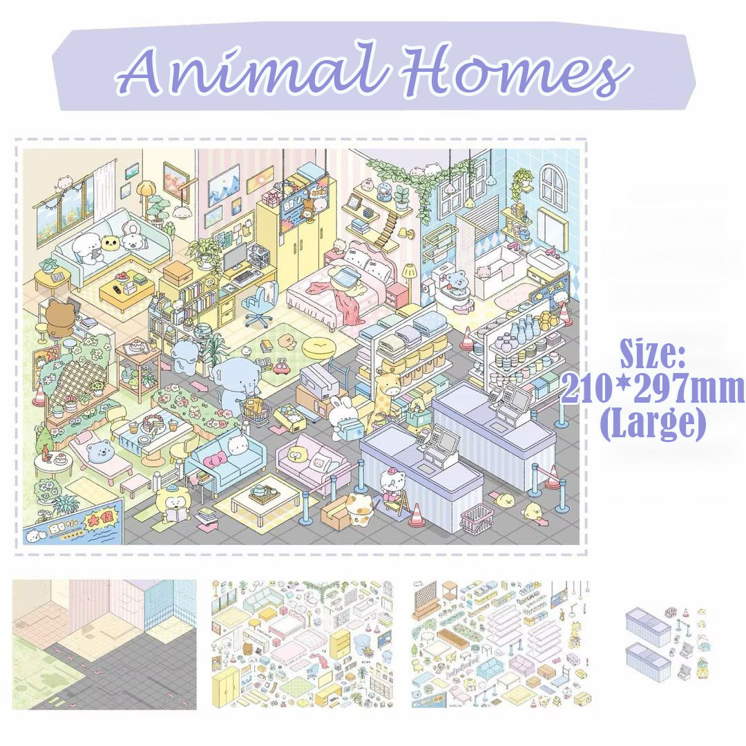 Campus&Home DIY 3D Scene Stickers Collection - 2 Cute Miniature Scenes