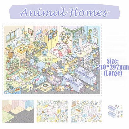 Campus&Home DIY 3D Scene Stickers Collection - 2 Cute Miniature Scenes