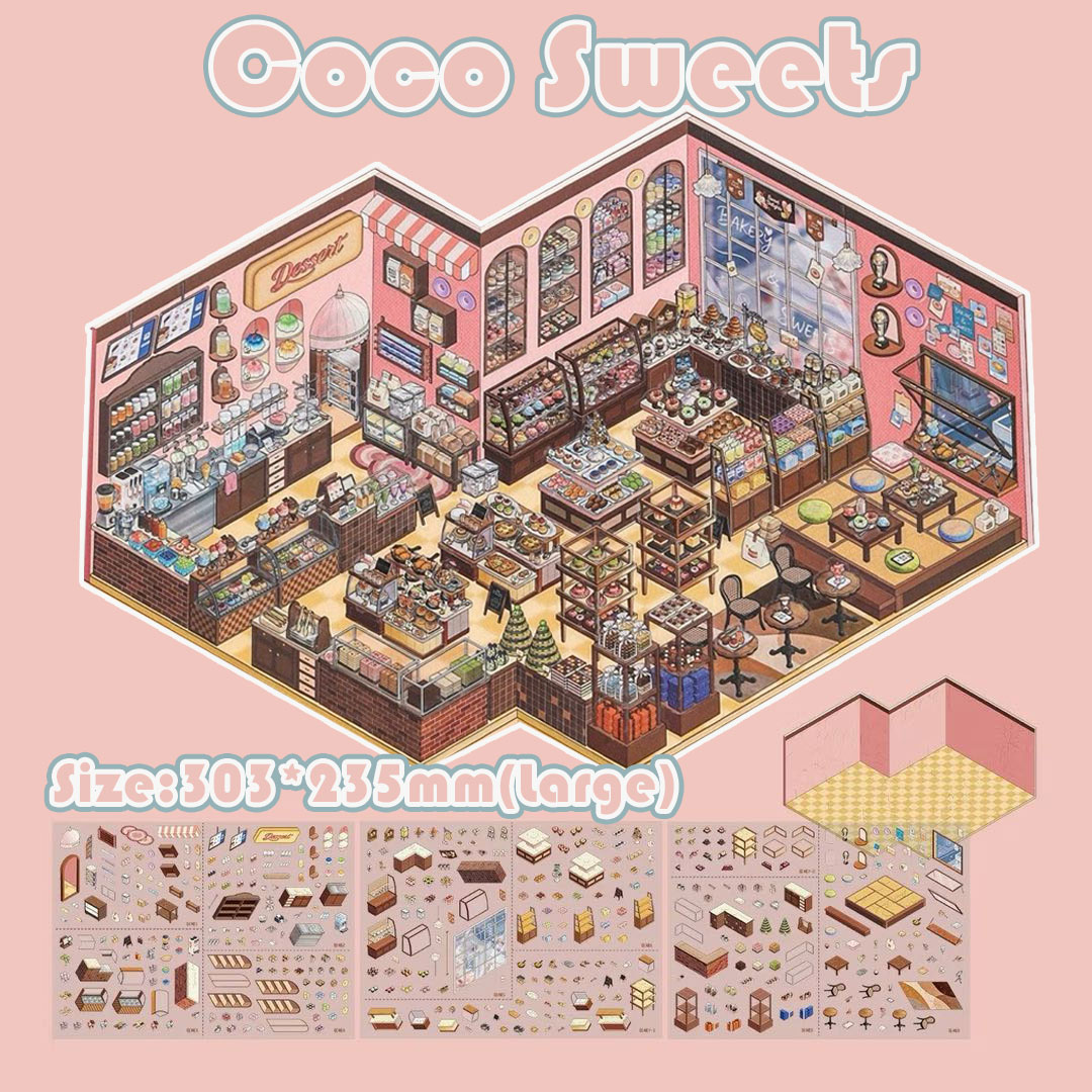 Big Cake&Bakery 3.0 DIY 3D Sticker Collection - 2 Cute Miniature Scenes