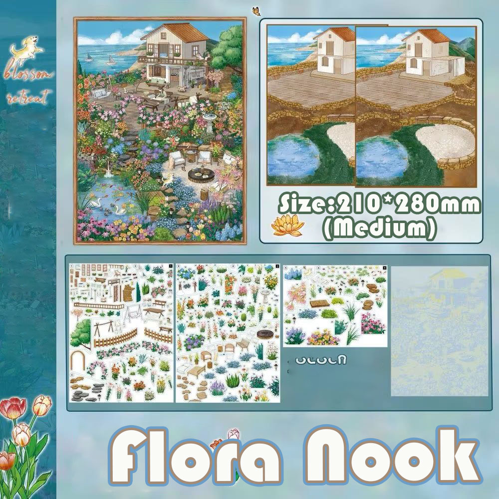  Tiny Town Chapters DIY 3D Scene Stickers Collection - 6 Cute Miniature Scenes