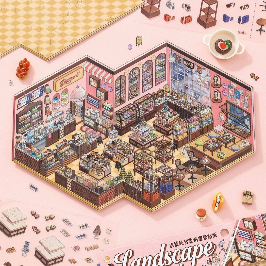 Big Cake&Bakery 3.0 DIY 3D Sticker Collection - 2 Cute Miniature Scenes