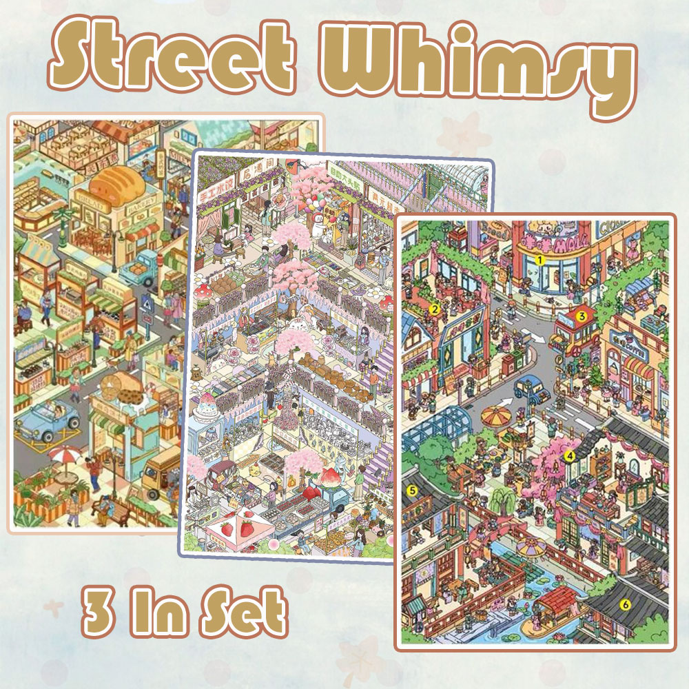 Street Whimsy DIY 3D Scene Stickers Collection - 3 Cute Miniature Scenes