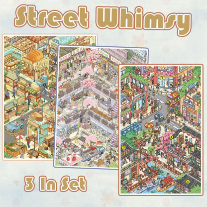 Street Whimsy DIY 3D Scene Stickers Collection - 3 Cute Miniature Scenes
