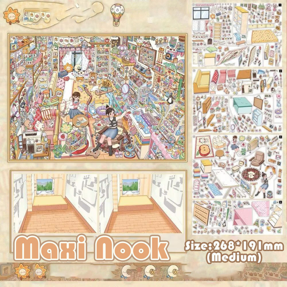  Tiny Town Chapters DIY 3D Scene Stickers Collection - 6 Cute Miniature Scenes