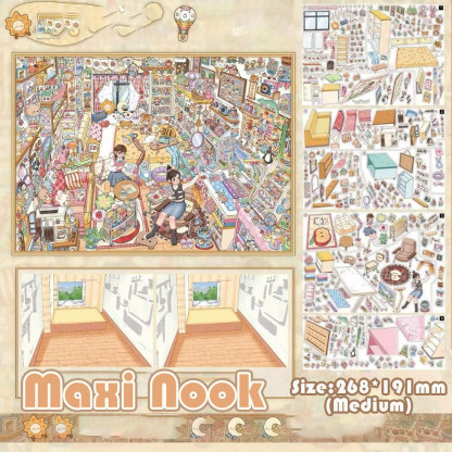  Tiny Town Chapters DIY 3D Scene Stickers Collection - 6 Cute Miniature Scenes