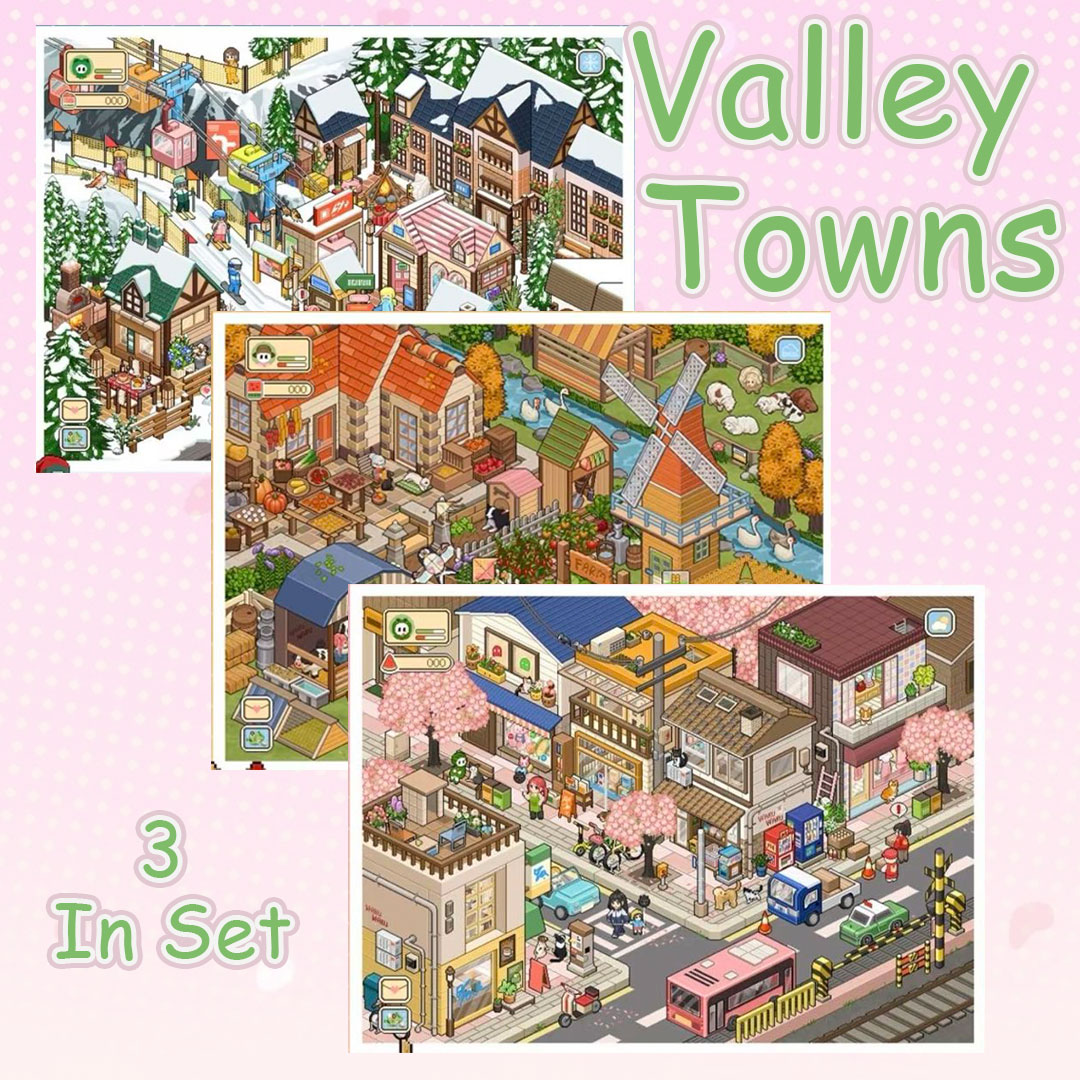 Valley Towns DIY 3D Scene Stickers Collection - 3 Cute Miniature Scenes