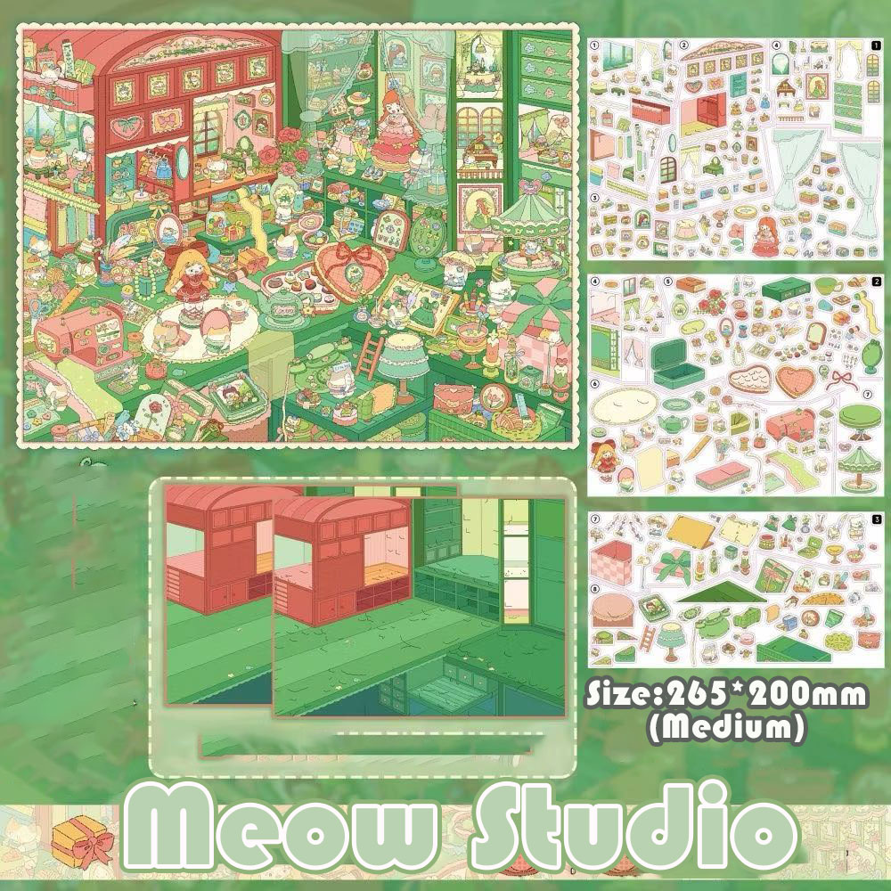  Tiny Town Chapters DIY 3D Scene Stickers Collection - 6 Cute Miniature Scenes