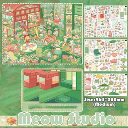  Tiny Town Chapters DIY 3D Scene Stickers Collection - 6 Cute Miniature Scenes