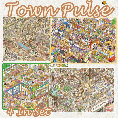 Town Pulse DIY 3D Scene Stickers Collection - 4 Cute Miniature Scenes